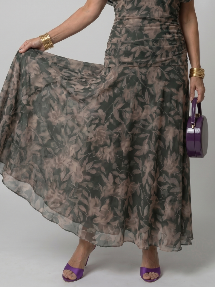 Ava | Elegant Flowing Off Shoulder Midi Dress