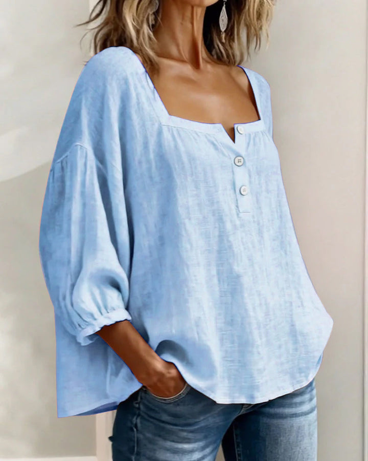 Elena | Relaxed Blouse with Square Neckline