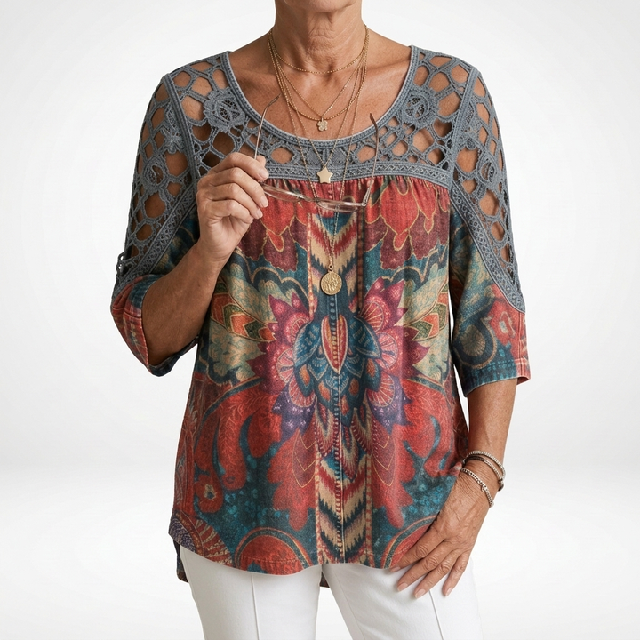 Lillian | Bohemian Ethnic Print Blouse