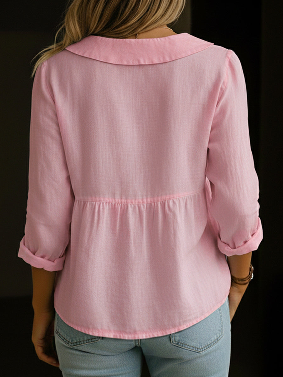 Arlira | Soft Linen Collar Blouse