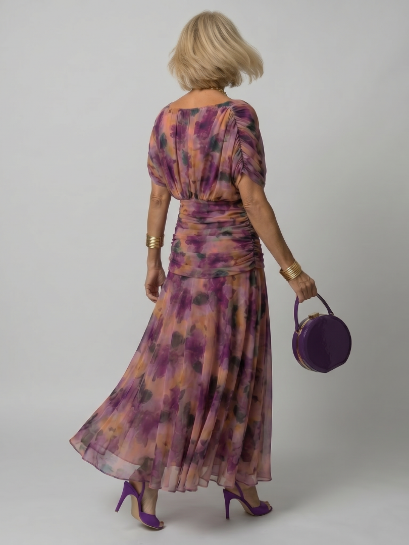 Ava | Elegant Flowing Off Shoulder Midi Dress