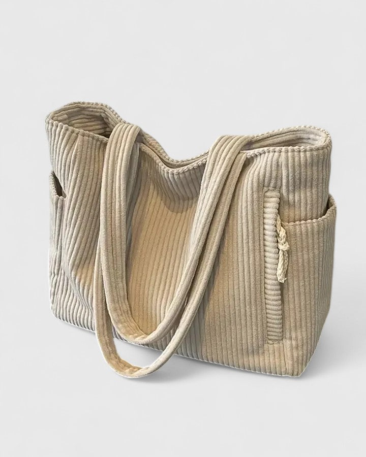 Liorane | Ribbed Tote Bag with Cord Detail