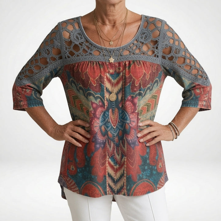 Lillian | Bohemian Ethnic Print Blouse
