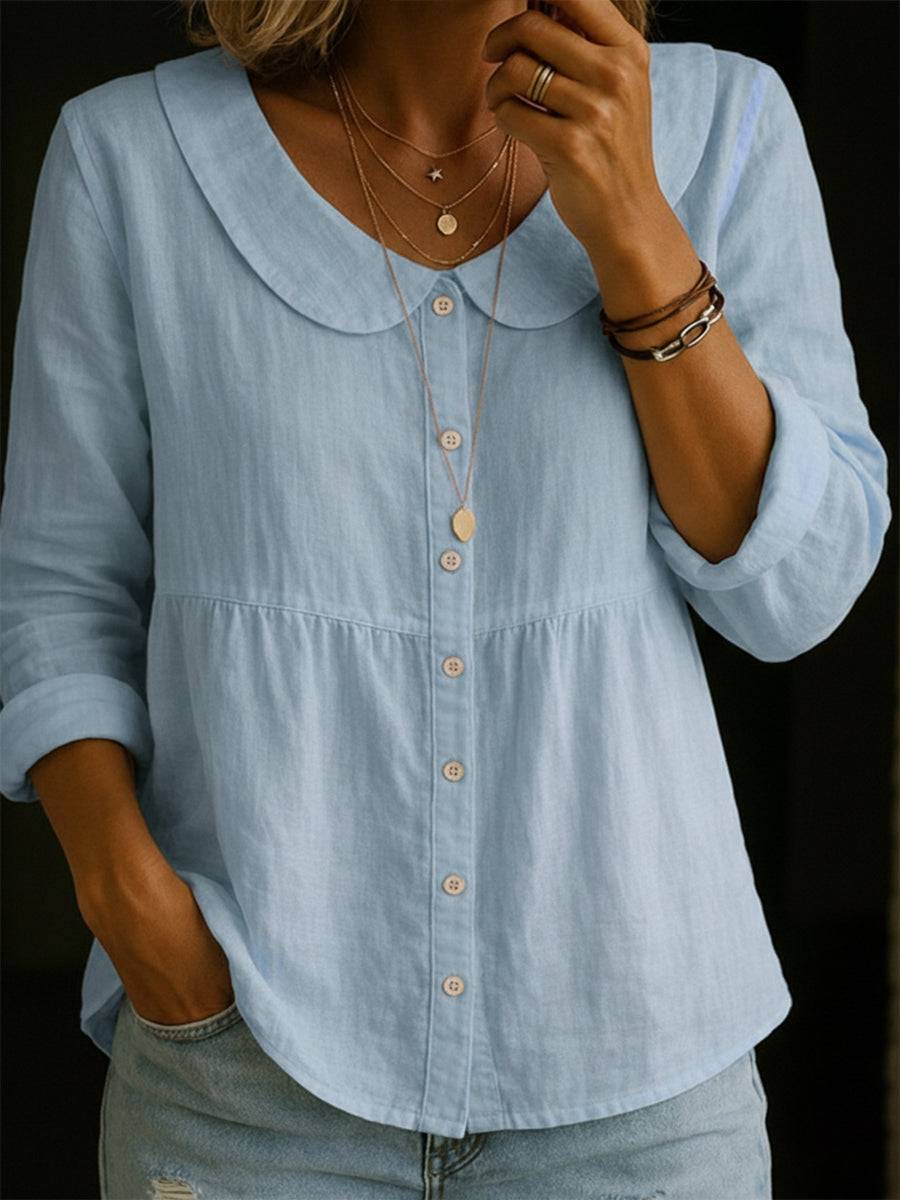Arlira | Soft Linen Collar Blouse