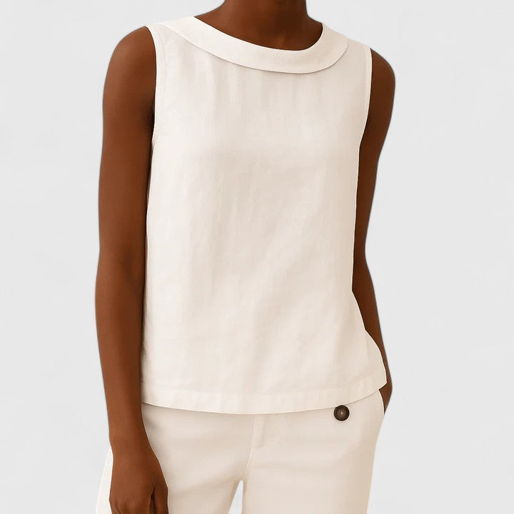 June | Elegant Top with Roll Collar