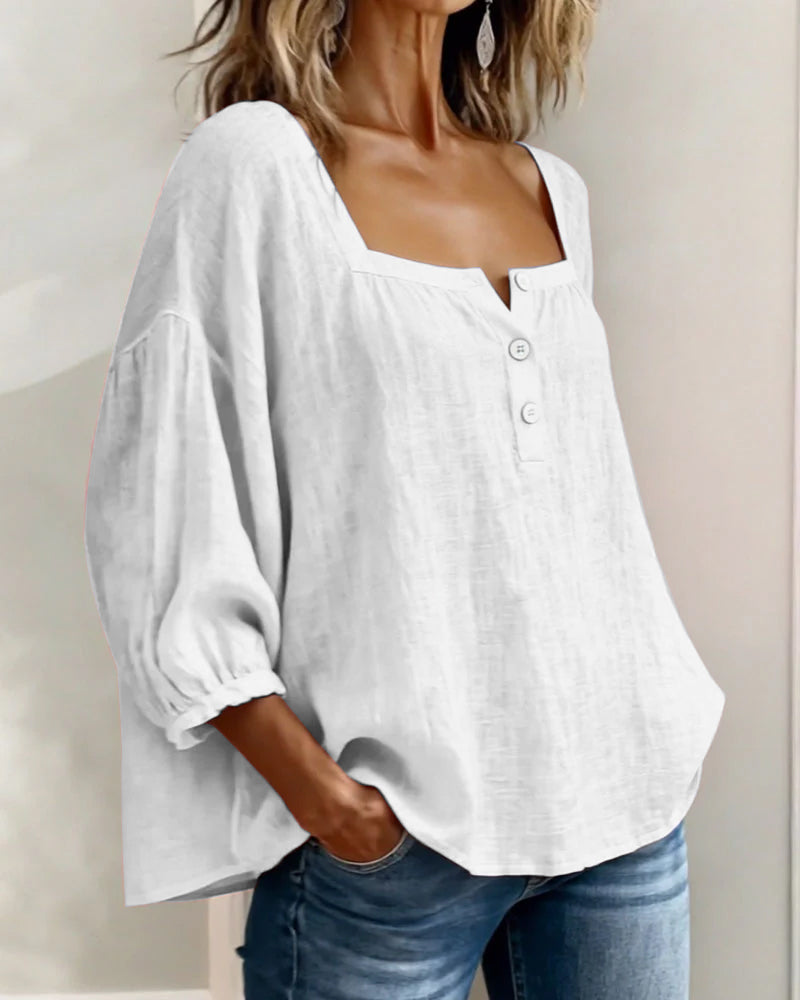 Elena | Relaxed Blouse with Square Neckline