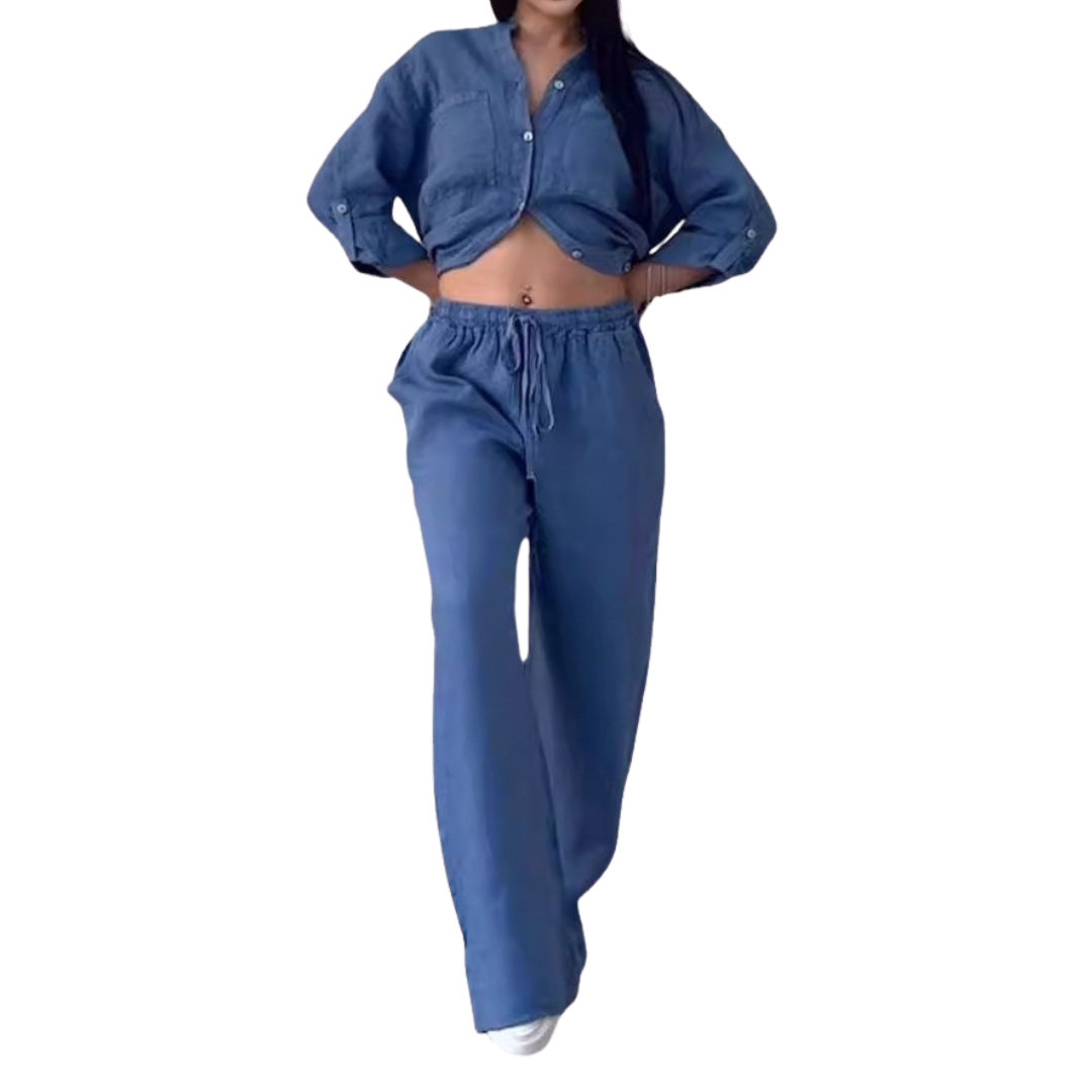 Jessica | Relaxed Flowing Shirt & Wide Leg Pants Set