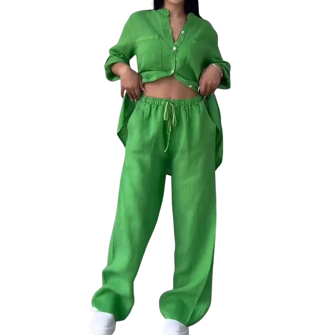 Jessica | Relaxed Flowing Shirt & Wide Leg Pants Set