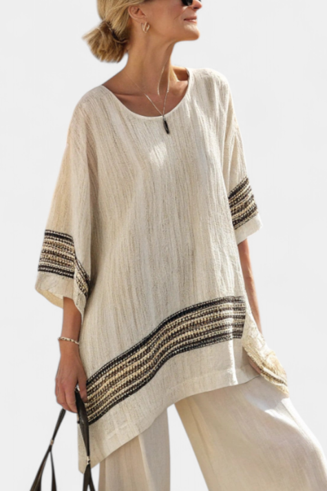 Harlowe | Elegant Black-Striped Top & Flowing Pants