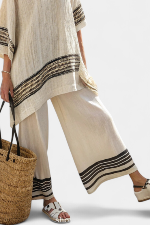 Harlowe | Elegant Black-Striped Top & Flowing Pants