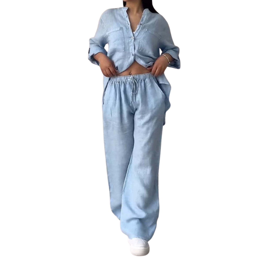 Jessica | Relaxed Flowing Shirt & Wide Leg Pants Set