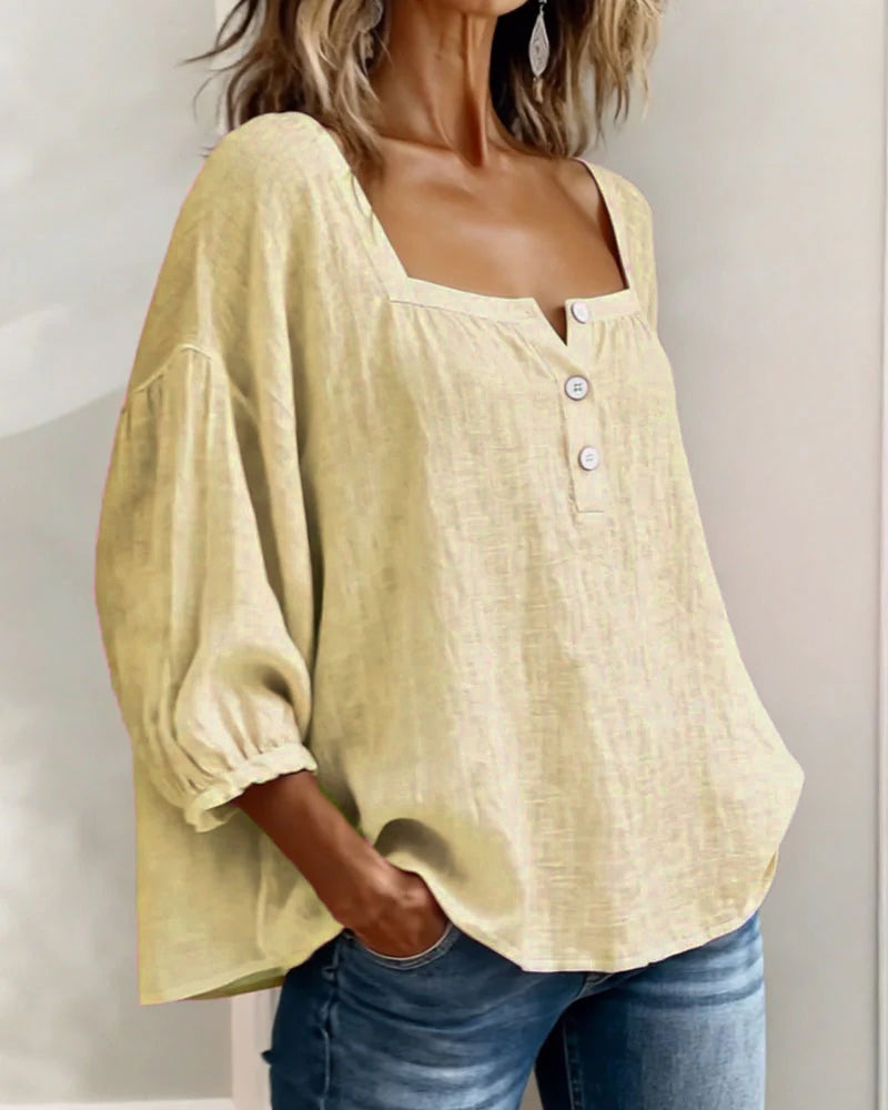 Elena | Relaxed Blouse with Square Neckline