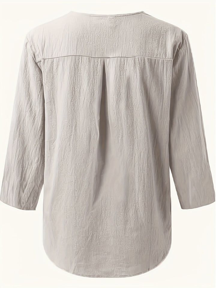 Olivia | Oversized V-Neck Button Blouse