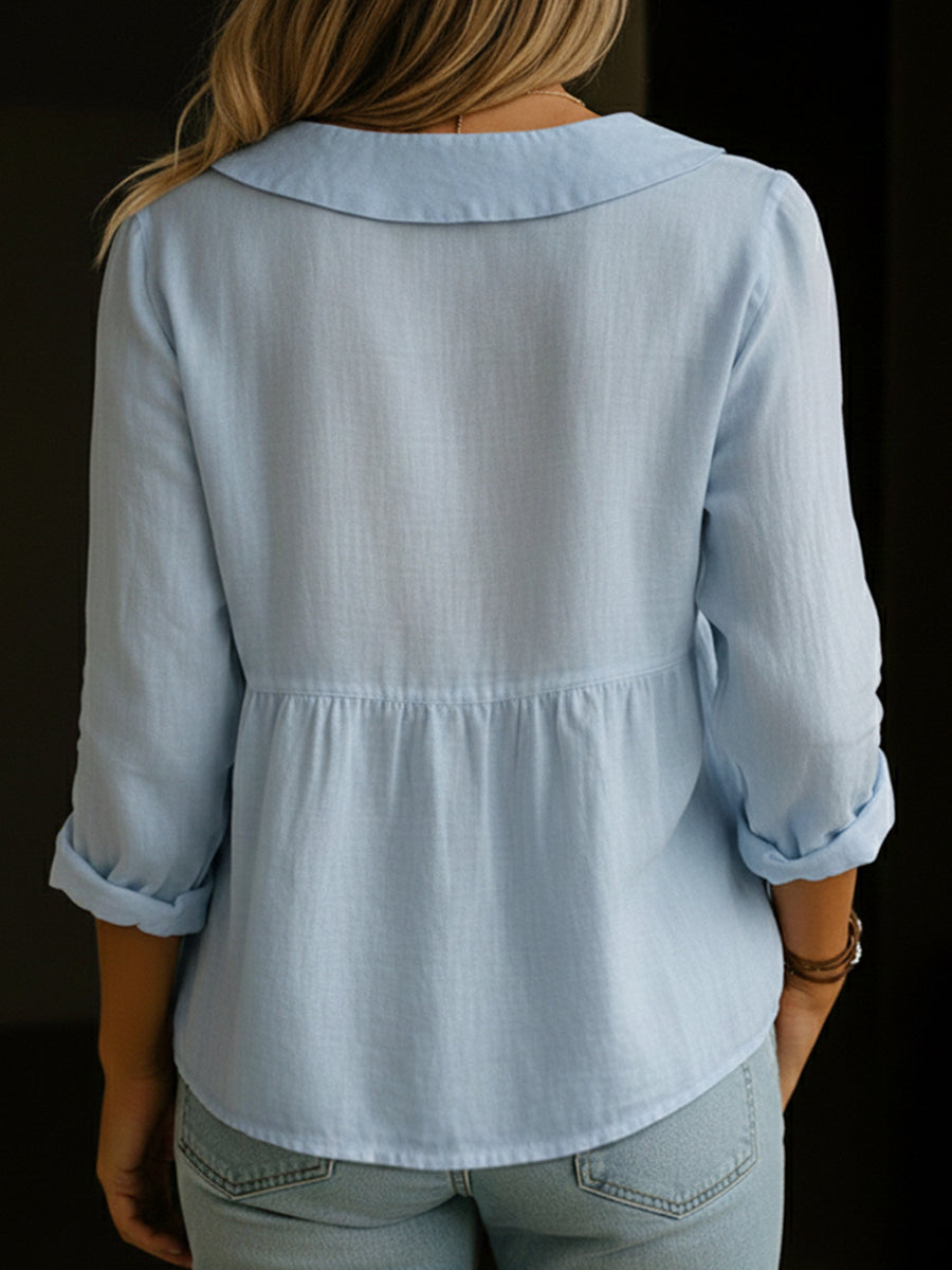 Arlira | Soft Linen Collar Blouse