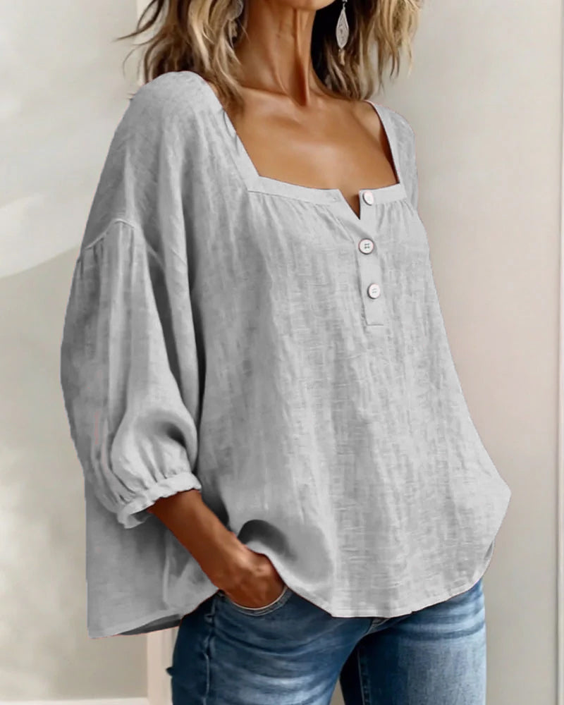 Lena | Relaxed Blouse with Square Neckline