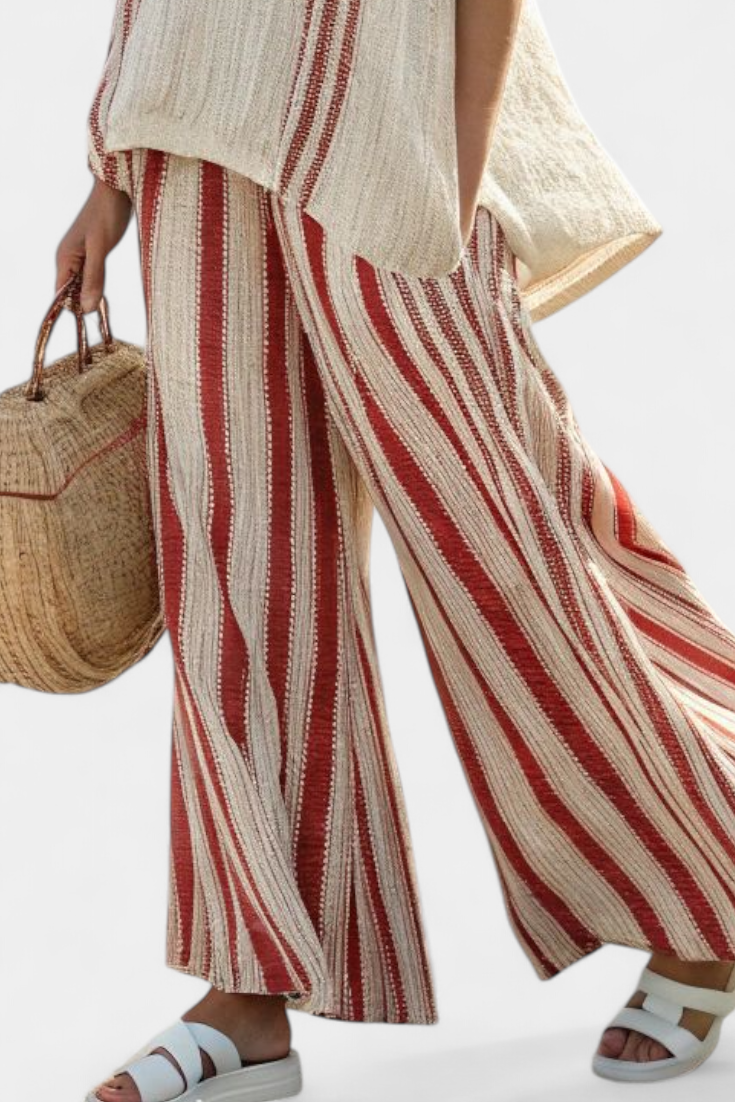Mirella | Sophisticated Textured Red-Stripe